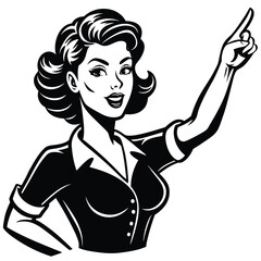 Pop Art Comic Woman Pointing Finger Up Vector