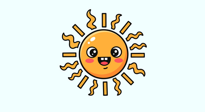 Cheerful cartoon sun character radiating positive vibes and happiness in radiant design