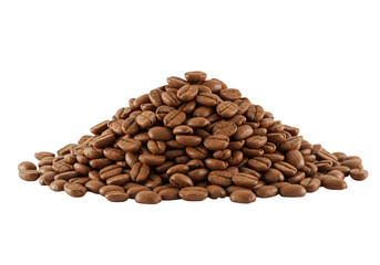 A voluminous, asymmetrical pile of golden-brown arabica coffee beans, matte texture, ultra-detailed macro focus on a reflective transparent surface. Concept for premium ingredient purity