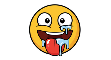 Humorous cartoon emoticon expressing extreme craving and uncontrolled salivation