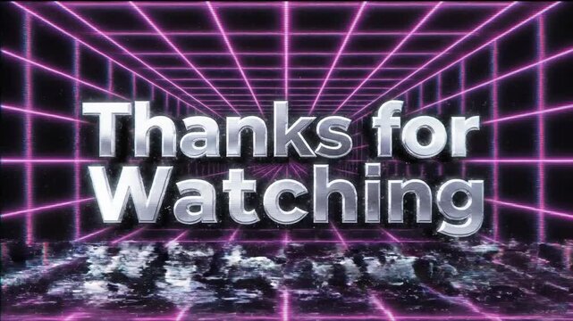 Animated retro graphic with message of gratitude on grid background