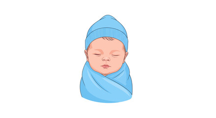 Illustration of a swaddled baby sleeping peacefully showcasing newborn innocence and serenity