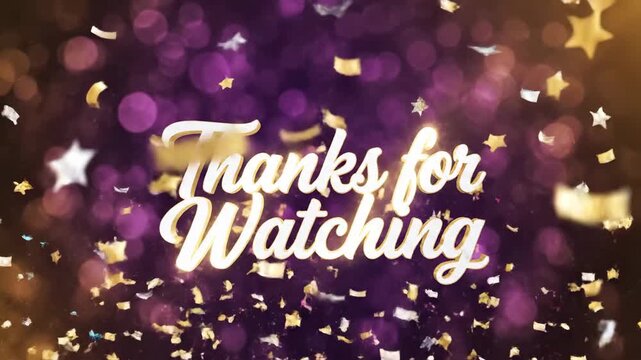 Animated text overlay with confetti and bokeh effects for digital media