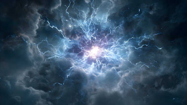 Dynamic explosion of electric energy in a stormy sky for science and technology design