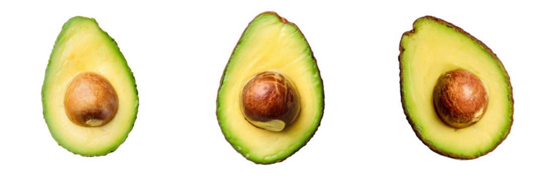 Fresh avocado halves displayed on transparent background natural food photography studio environment - Powered by Adobe