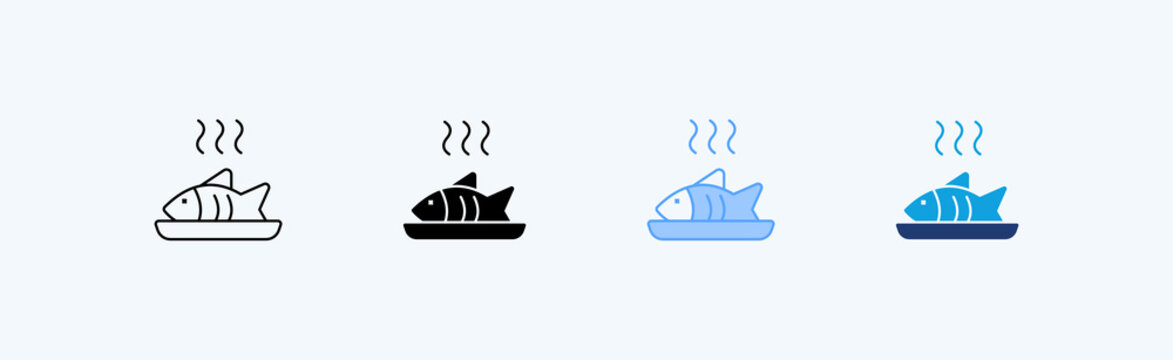 Fish Multiple Icon Illustration Vector