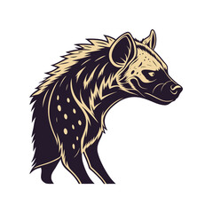 Stylized hyena profile with spotted body and spiky mane silhouette