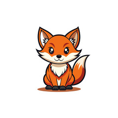 Obraz premium Cute orange fox sitting adorably with big eyes silhouette