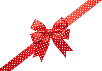 Vibrant red polka dot ribbon bow creating a festive and elegant design element perfect for celebrations presents and decorative projects adding a classic touch to any joyful occasion