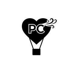 Heart arrow arc with floating letters in vector format