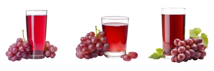 Refreshing grape juice with grapes transparent background food photography indoor setting