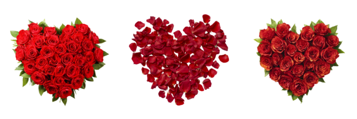 Romantic rose hearts arrangement floral design transparent background love theme