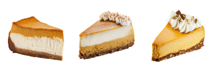 Delicious cheesecake slices on transparent background sweet dessert photography culinary art