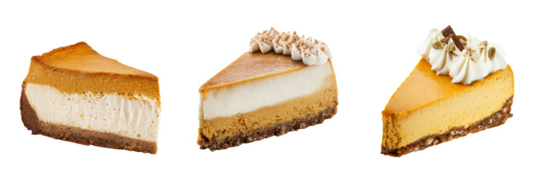 Delicious cheesecake slices on transparent background sweet dessert photography culinary art