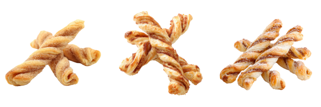 Delicious snack twists on transparent background culinary delight studio setting close-up view