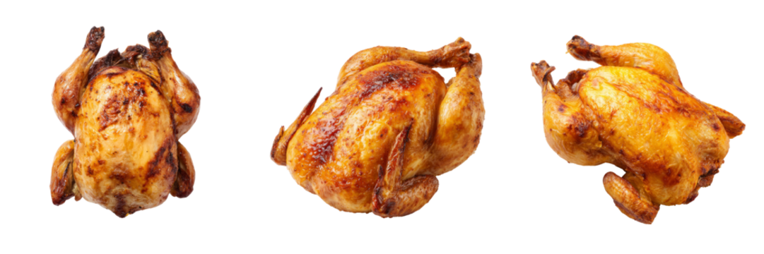 Roasted chicken delights on transparent background culinary showcase studio setting