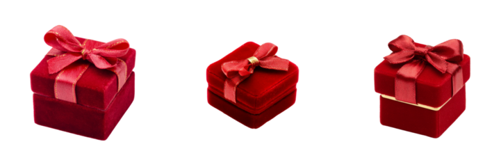 Gift boxes with red ribbons transparent background festive atmosphere studio setting