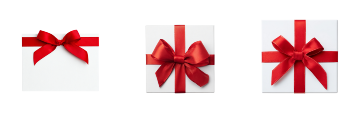 Gift box with red ribbon transparent background studio setting celebratory concept