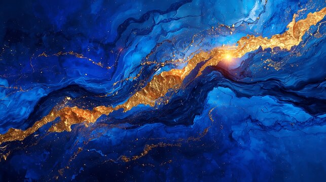 Stunning gold accents on deep blue bring elegance and luxury, perfect for adding a touch of sophistication to any project with a modern, vibrant aesthetic