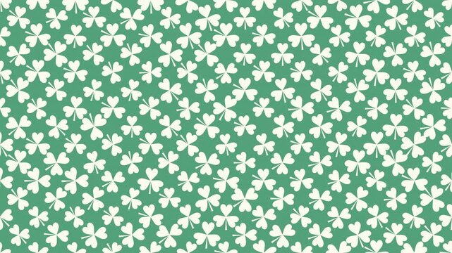 design showcasing tightly packed white clovers on calming mint surface