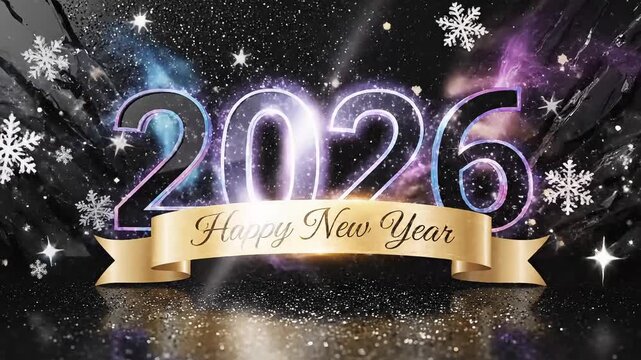 Experience a dazzling 2026 celebration with vibrant colors and sparkling effects for a memorable new year