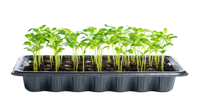 Sprouts growing in a tray, fresh green shoots, healthy eating and sustainable living