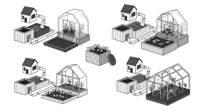 Detailed Diagram of Sustainable Aquaponics and Hydroponics Systems.