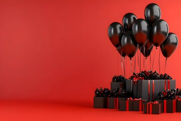 Black Friday banner with shiny balloons.