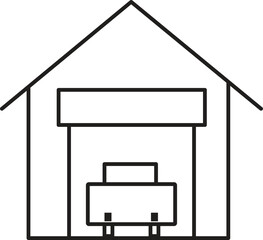 Garage Icon: A simplified black and white icon of a garage structure, showcasing its architectural features and function.