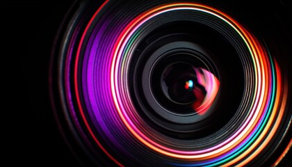 Capturing The Beauty: Multi-Ed Light Painting Effects On A Camera Lens Creating A Vibrant Interpretation Of Its Function