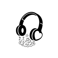 Headphones heart music side profile abstract waves svg