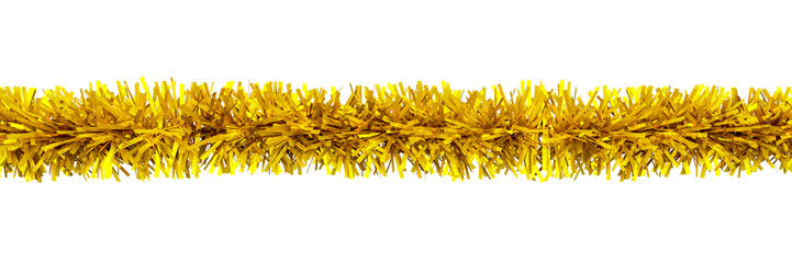 Christmas yellow tinsel isolated on transparent background
