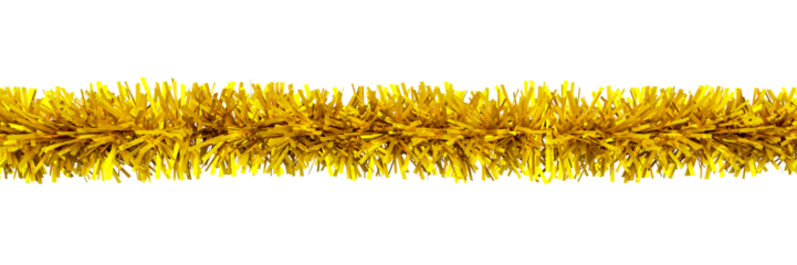 Christmas yellow tinsel isolated on transparent background
