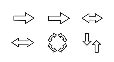 Doodle style vector arrow set for use in design projects