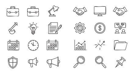 Hand Drawn Business and Planning Icons for Organization and Productivity