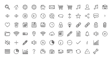 Hand drawn interface icons vector set for app design and web development