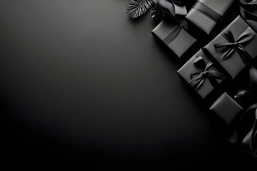 Black Friday banner with gift boxes.