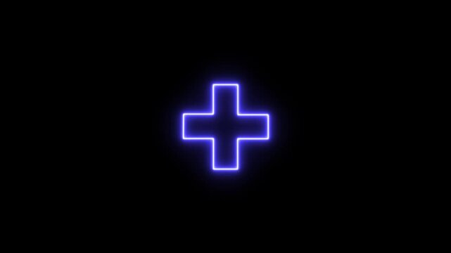 Neon line plus symbol icon simple positive plus icon animation. Business counting add motion. positive technology sign. medical cross icon animation, neon plus sign icon, Plus neon sign.