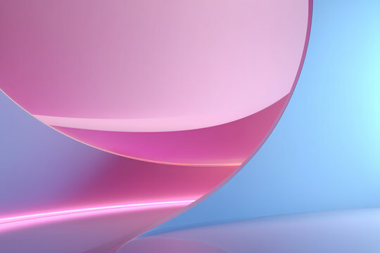 Neuro-stimulating creative corner with curved forms, mood-boosting colors, and soft accent lighting. Creative corner with soft vibrant micro-accent lightning, mood boosting pallete, curved forms, focu