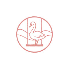 legant Swan Resting on a Hammock Inside a Circular Logo Design