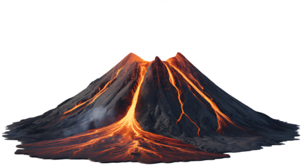 A mesmerizing spectacle of molten rock cascading down the slopes of an erupting volcano creating a dramatic and fiery landscape