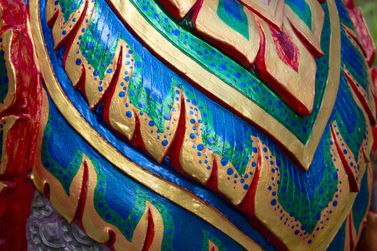 Colorful artistic sculptures in Thai temples - Powered by Adobe