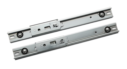 Metal drawer slides with ball-bearing rail system and mounting holes—silver finish, durable and smooth-operating. Essential hardware for cabinetry and furniture assembly