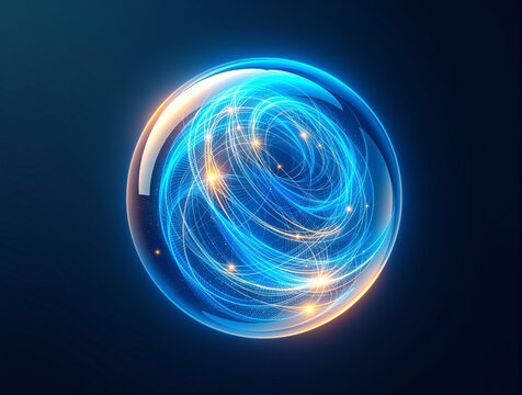 Abstract Orb of Innovation: Capturing the essence of progress, a mesmerizing luminous sphere pulses with dynamic energy.