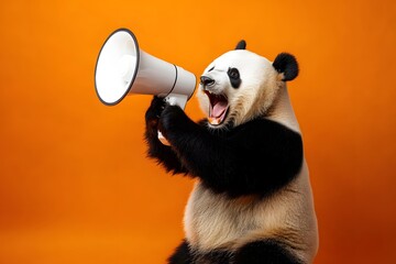 Panda with loudspeaker.