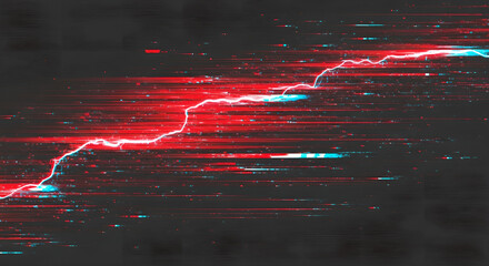 Glitch Effect Digital Data Line Graph Red Blue Black Copy Space