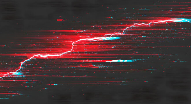 Glitch Effect Digital Data Line Graph Red Blue Black Copy Space - Powered by Adobe