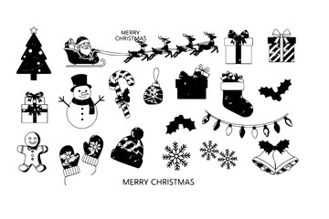 Fototapeta premium Merry Christmas icons set 