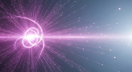 Stunning particle collision in vibrant pink and white creating a dynamic energy flow