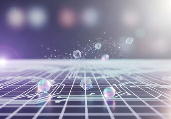 Explore the digital frontier with holographic spheres and circuit board network